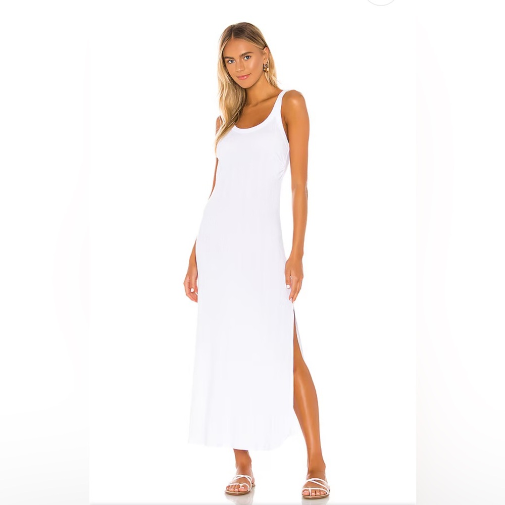 Vitamin A White Ribbed Knit Maxi Dress